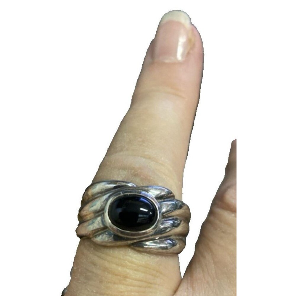 Vintage Sterling Silver And Black Onyx Ring Size 9.5
